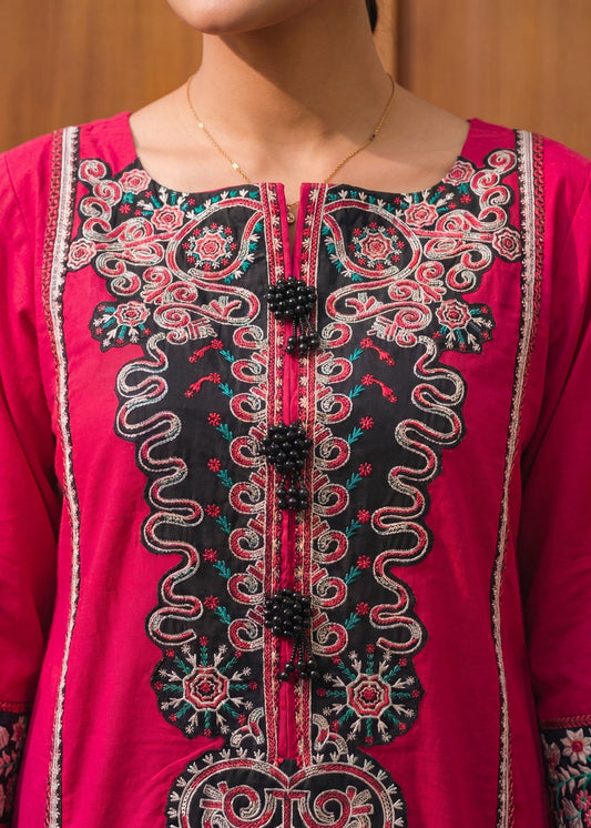 Ladies Embroidered Deep Pink Shalwar Kameez Online in UK USA Canada