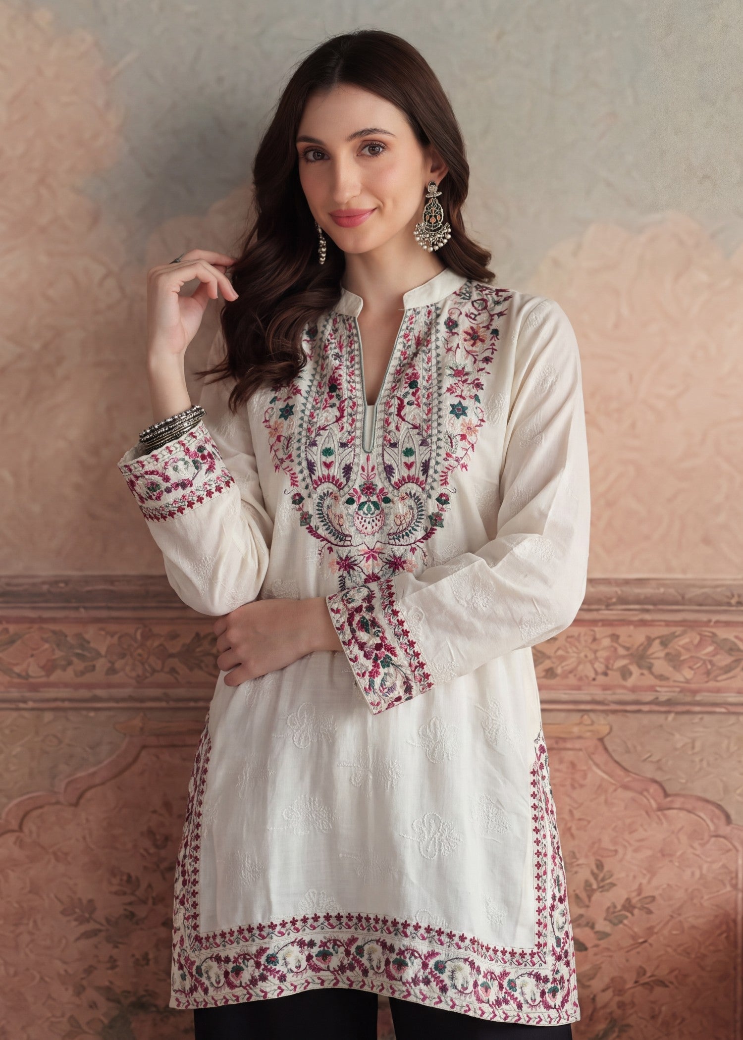 Ladies Embroidered Dhanak Salwar Kameez Online in UK USA Canada