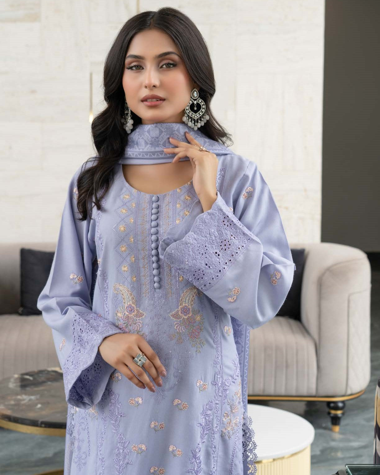 Ladies Embroidered Dhanak Salwar Kameez Online in UK USA Canada