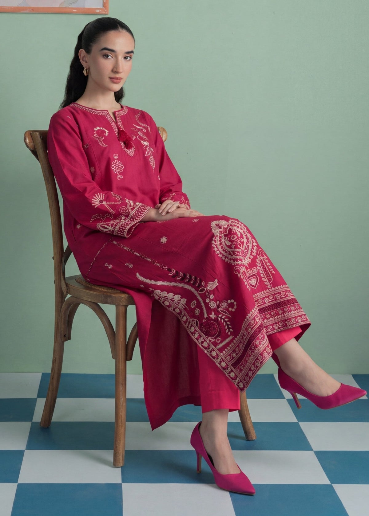 Ladies Embroidered Folly Lawn Kaftan Online in UK USA Canada