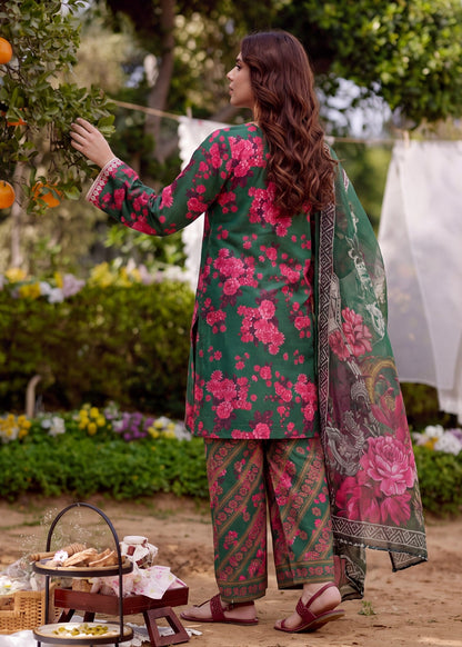 Ladies Embroidered Green Lawn Suit Online in UK USA Canada