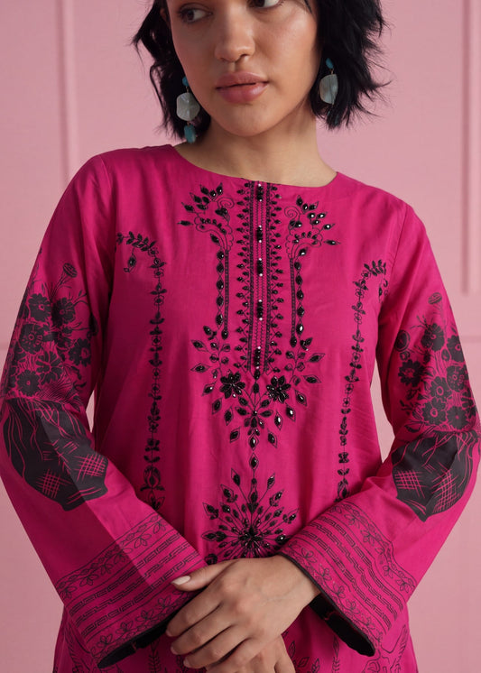 Ladies Embroidered Hot Pink Kaftan Online in UK USA Canada
