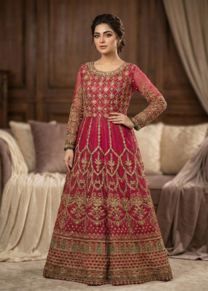 Ladies Embroidered Hot Pink Organza Shalwar Kameez Online in UK USA Canada