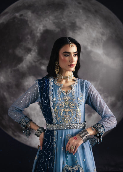 Ladies Embroidered Ice Blue Chiffon Shalwar Kameez Online in UK USA Canada