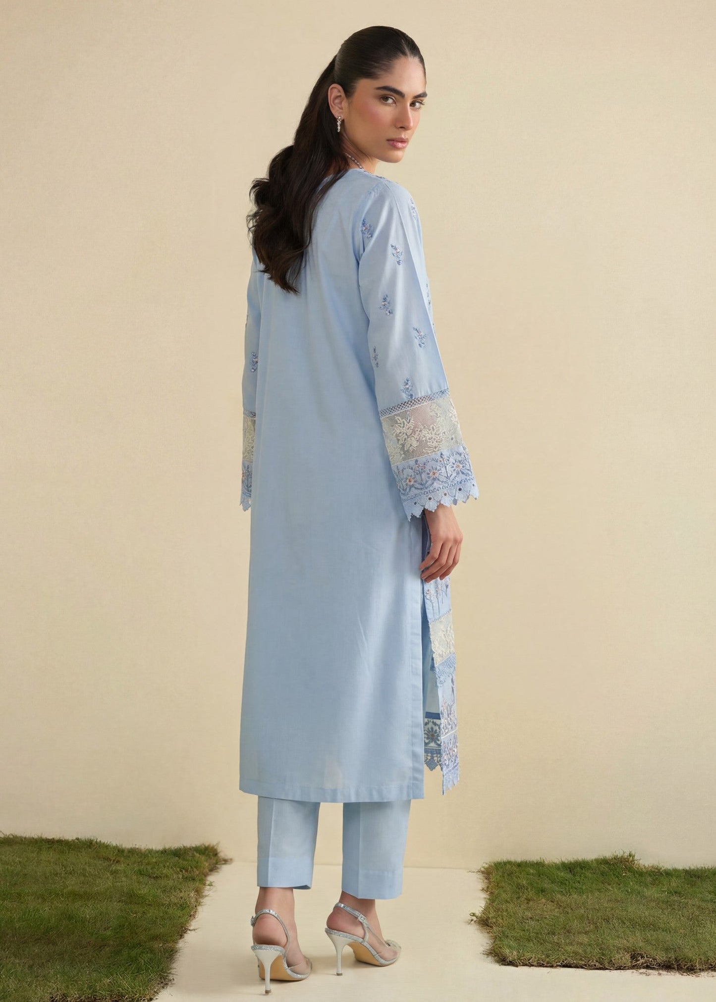 Ladies Embroidered Ice Blue Shalwar Kameez Online in UK USA Canada