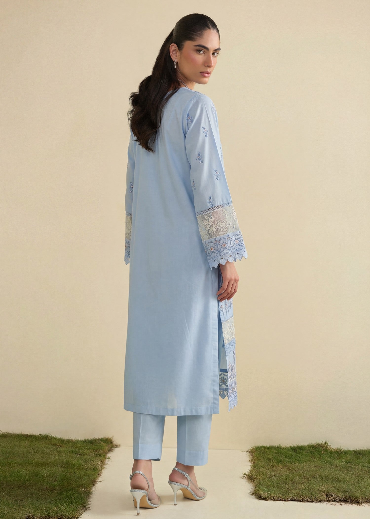 Ladies Embroidered Ice Blue Shalwar Kameez Online in UK USA Canada