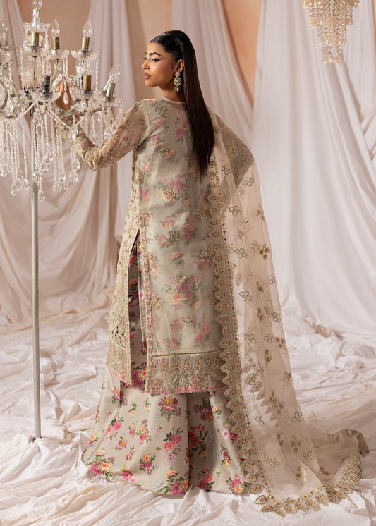 Ladies Embroidered Ivory Sharara Suit Online in UK USA Canada