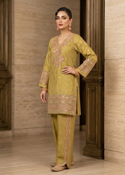 Ladies Embroidered Jacquard Mari Gold Salwar Kameez Online in UK USA Canada