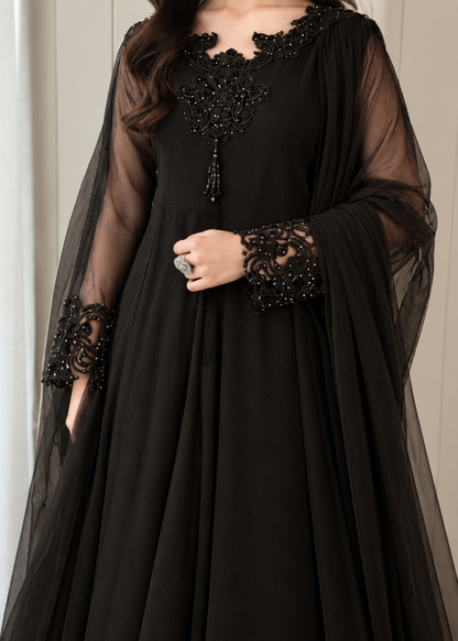 Ladies Embroidered Jet Black Shalwar Kameez Online in UK USA Canada