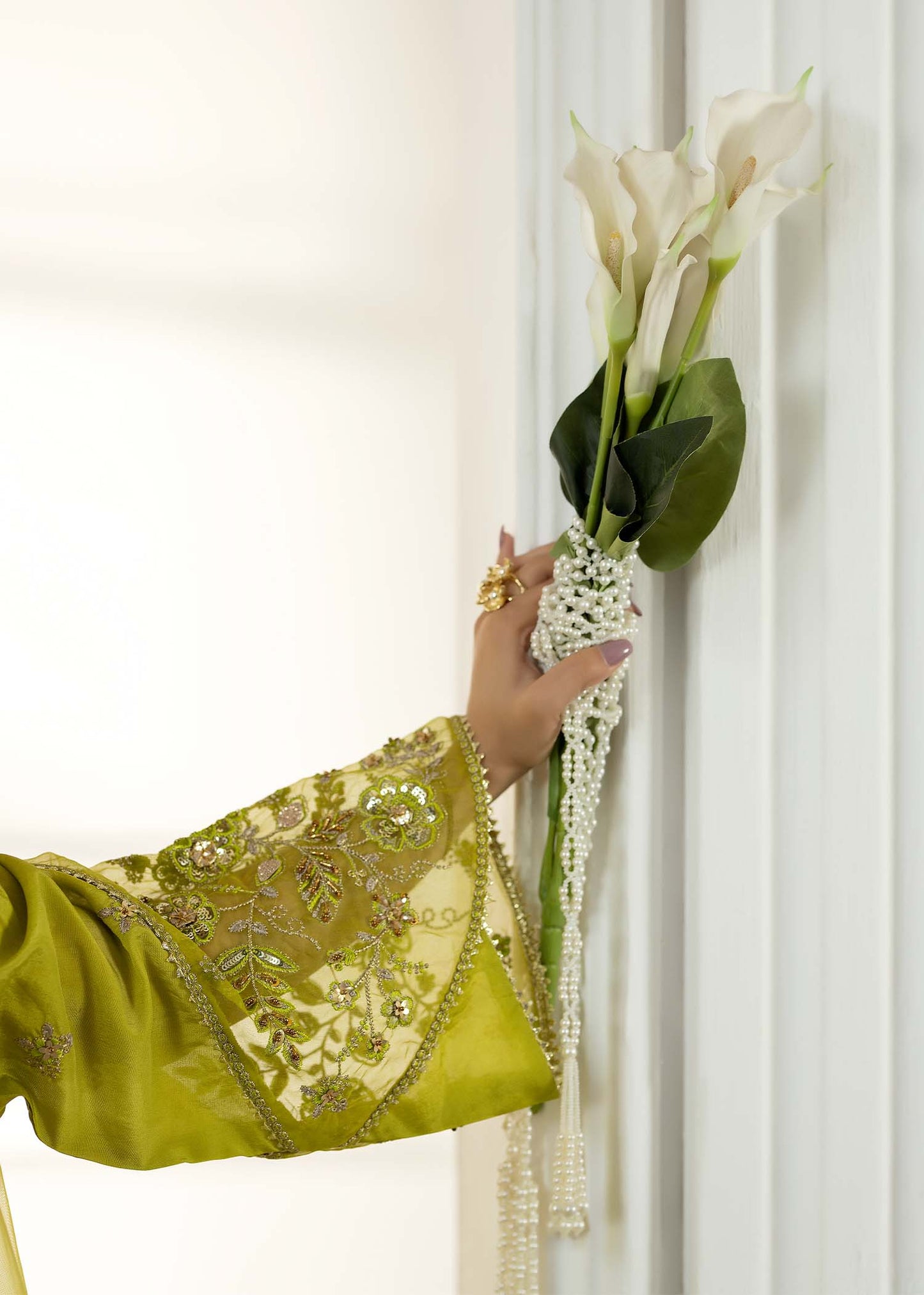 Ladies Embroidered Key Lime Silk Salwar Kameez Online in UK USA Canada