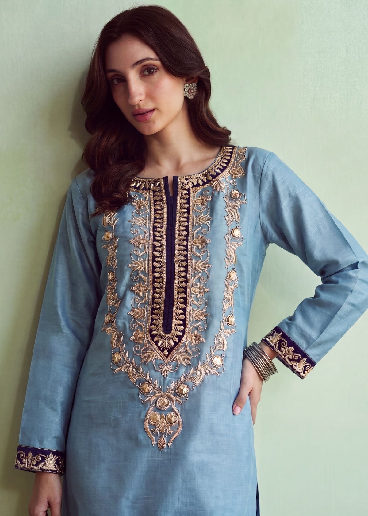 Ladies Embroidered Khaddar Sharara Salwar Kameez Online in UK USA Canada