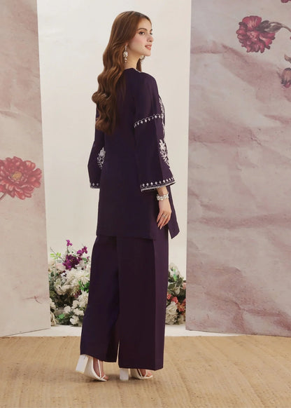Ladies Embroidered Kurta Set Purple Lawn Online in UK USA Canada