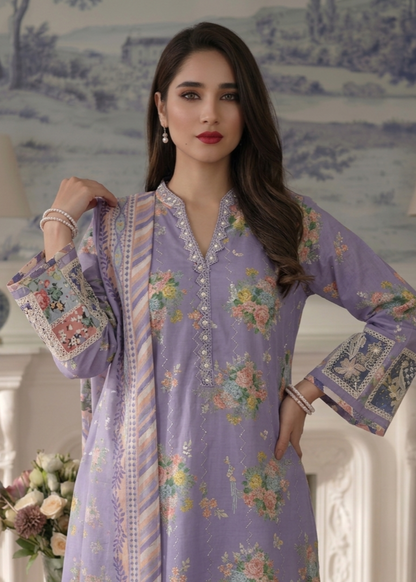 Ladies Embroidered Lavender Grey Lawn Straight Kurta Online in Dubai DXB UAE Abudhabi Meena Bazaar