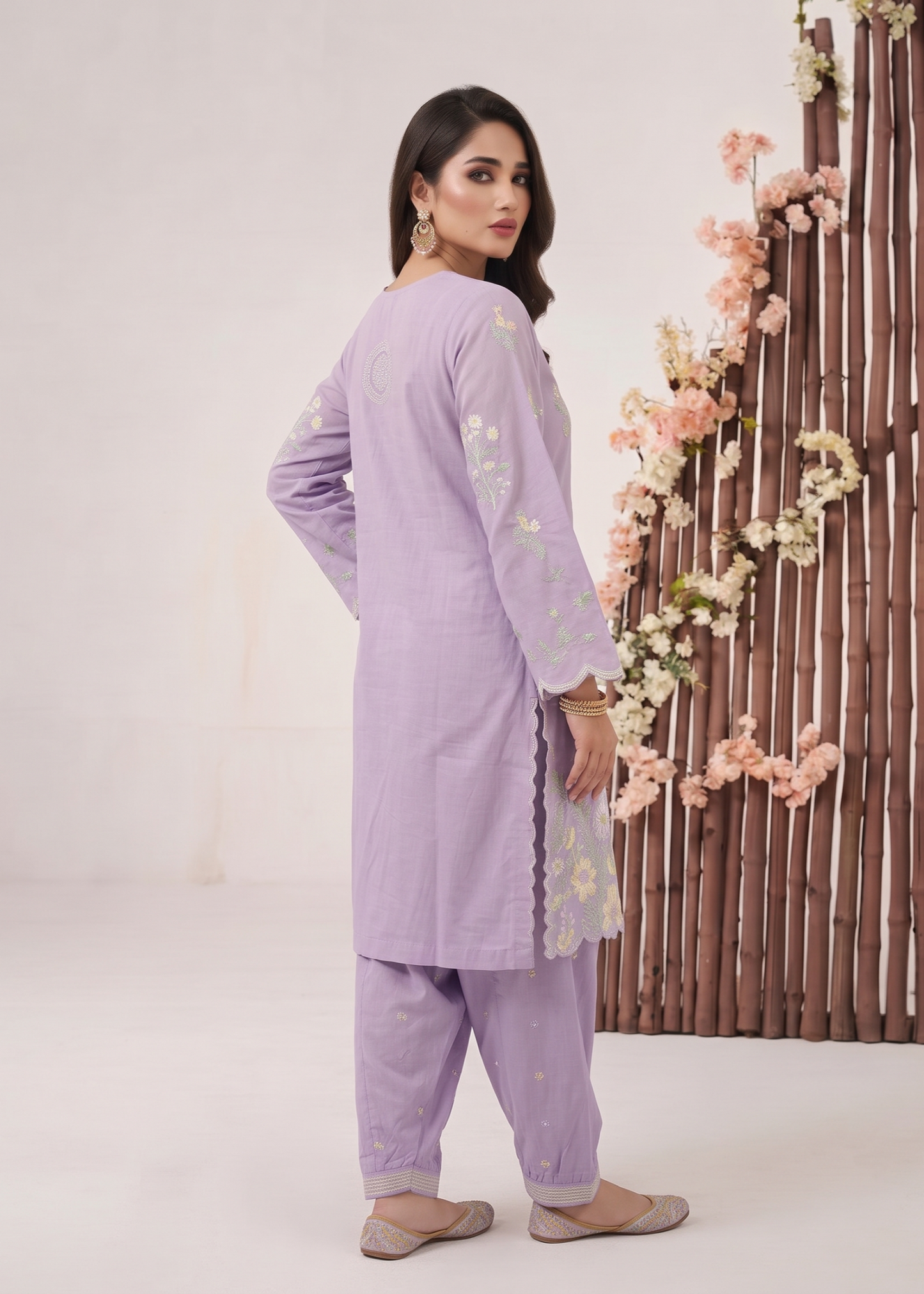 Ladies Embroidered Lavender Lawn Suit Online in Dubai DXB UAE Abudhabi Meena Bazaar
