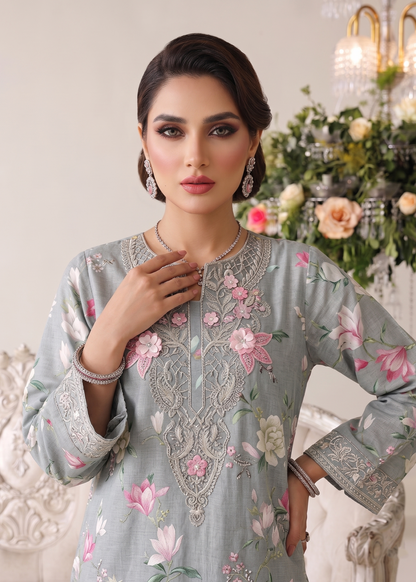 Ladies Embroidered Lawn Gharara Dupatta Set Online in UK USA Canada