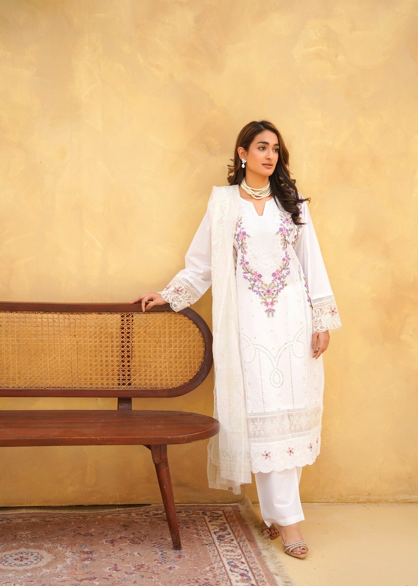 Ladies Embroidered Lawn Long Kurta Suit Online in UK USA Canada