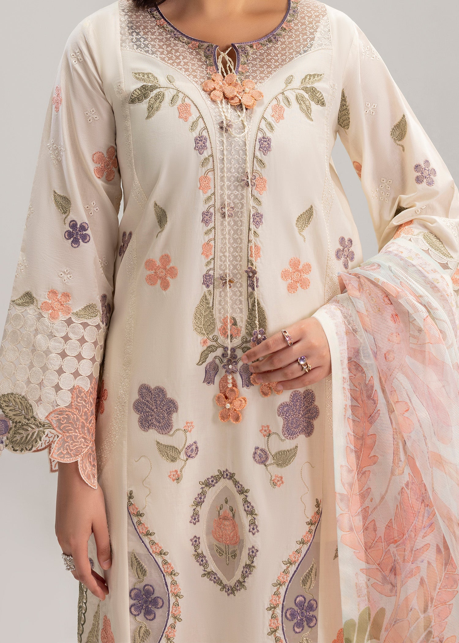Ladies Embroidered Lawn Salwar Kameez with Printed Dupatta Online in UK USA Canada