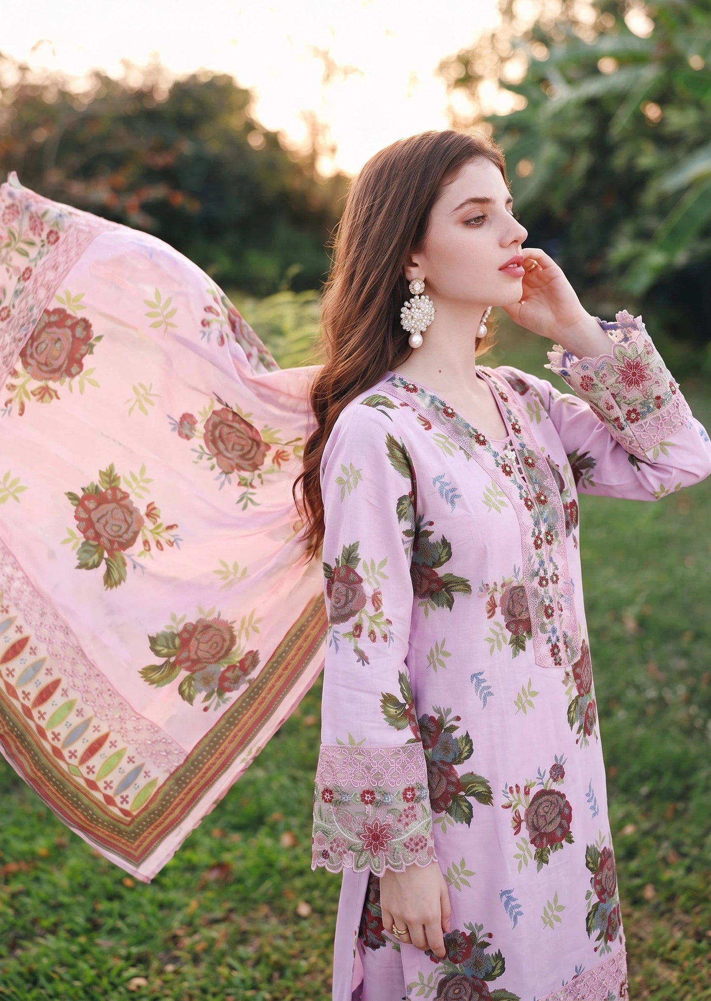 Ladies Embroidered Lawn Shalwar Kameez Online in UK USA Canada