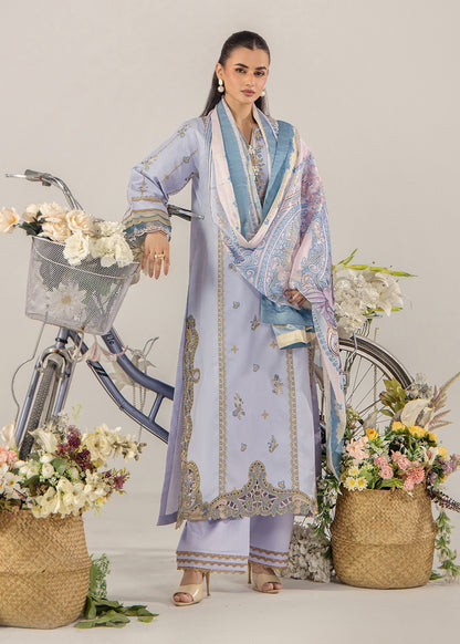 Ladies Embroidered Lawn Suit Purple Ash Online in UK USA Canada