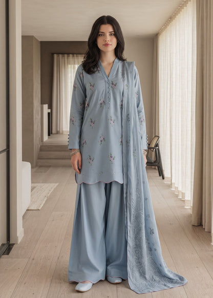 Ladies Embroidered Light Blue Kurta Set Online in UK USA Canada