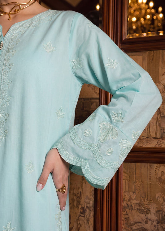 Ladies Embroidered Light Cyan Shalwar Kameez Online in UK USA Canada
