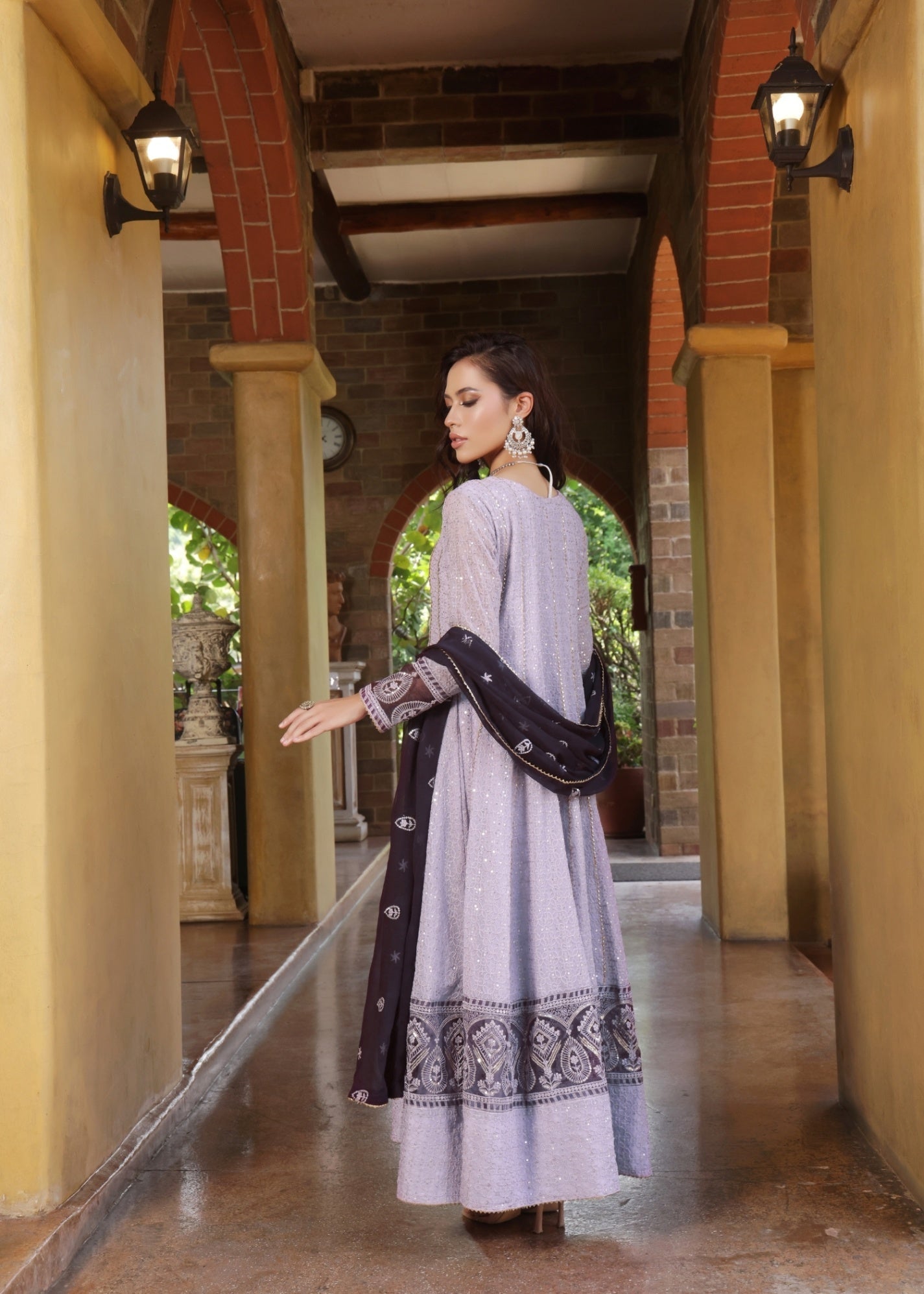 Ladies Embroidered Lilac Chiffon Shalwar Kameez Online in UK USA Canada