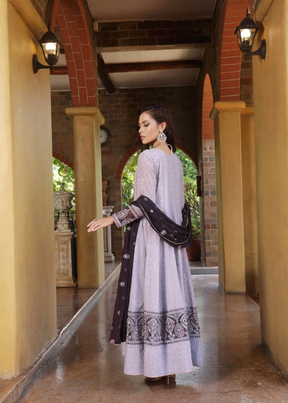 Ladies Embroidered Lilac Chiffon Shalwar Kameez Online in UK USA Canada