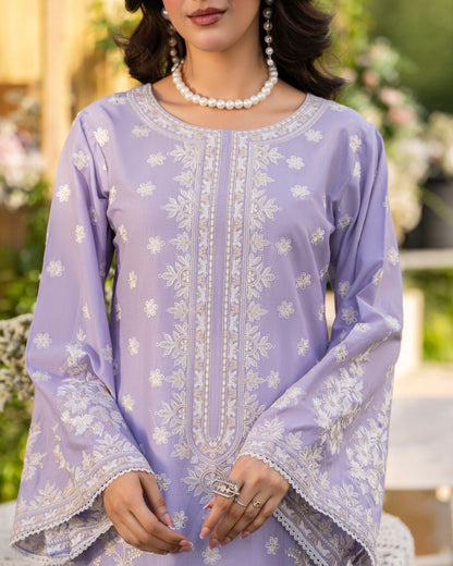Ladies Embroidered Lilac Cotton Shalwar Kameez Online in UK USA Canada