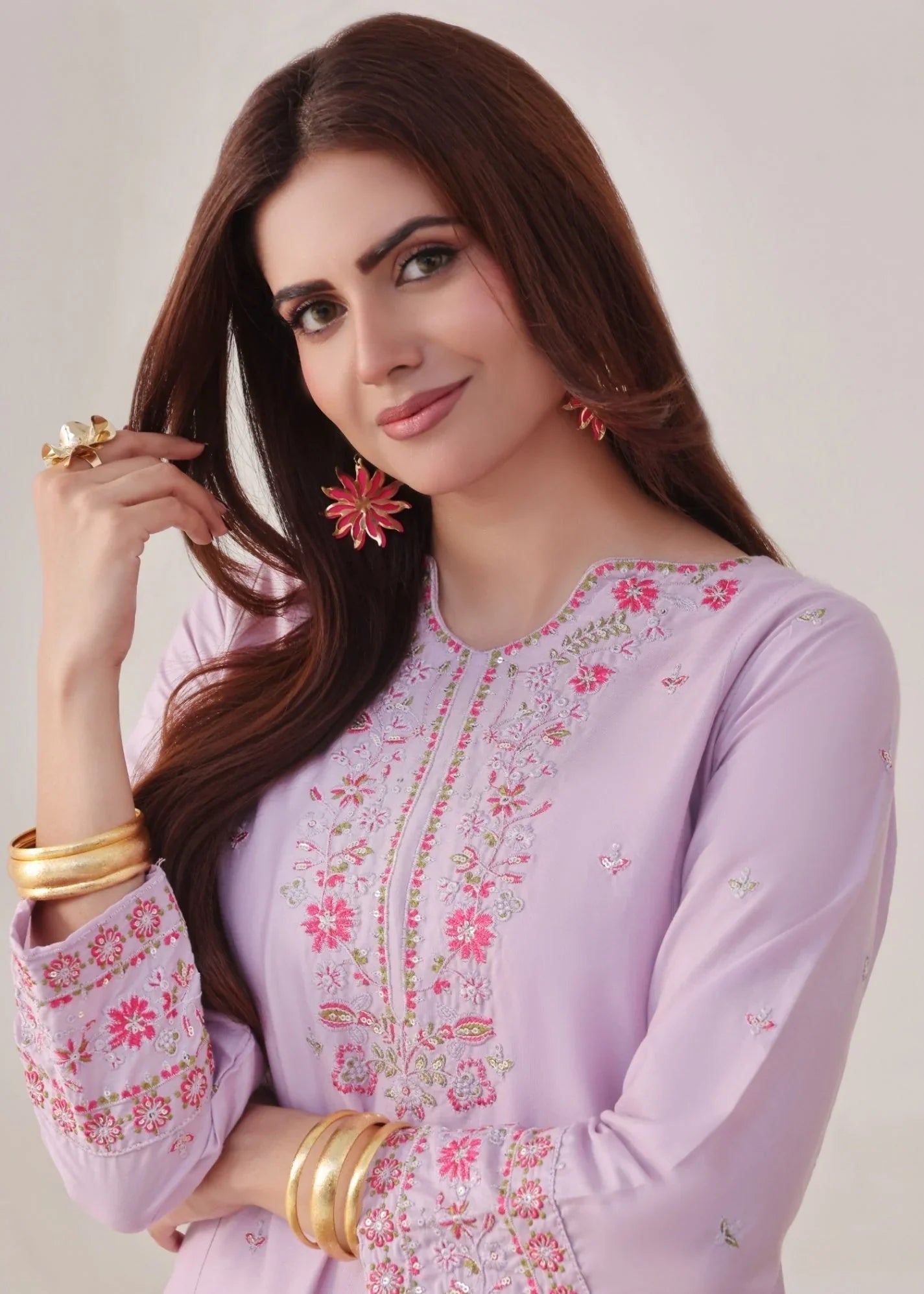 Ladies Embroidered Lilac Farshi Shalwar Online in UK USA Canada