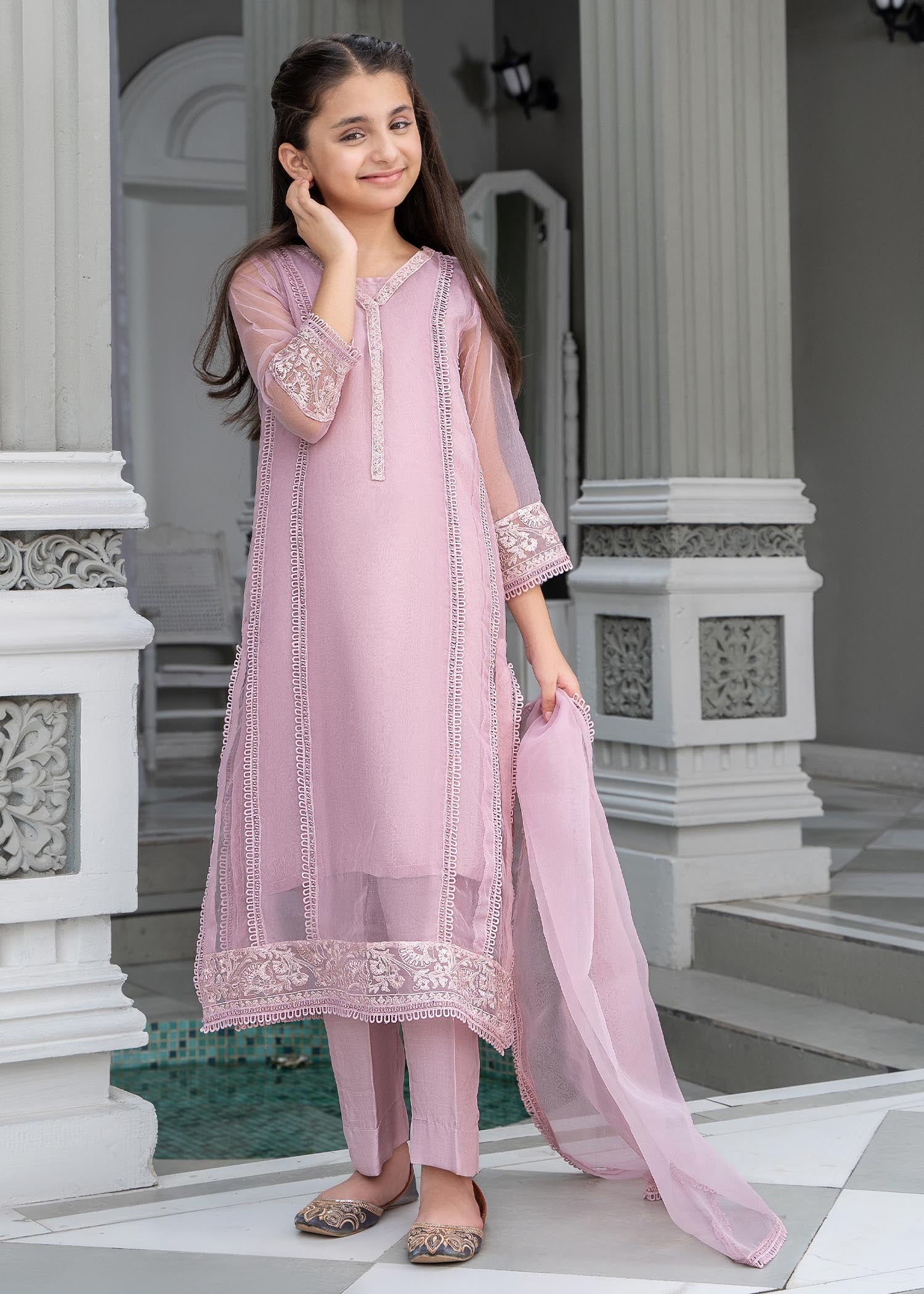 Ladies Embroidered Lilac Organza Shalwar Kameez Online in UK USA Canada