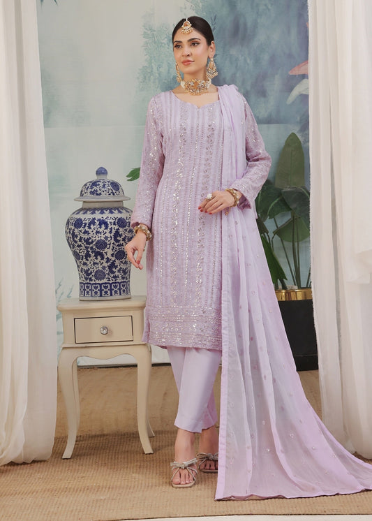 Ladies Embroidered Lilac Shalwar Kameez Online in UK USA Canada