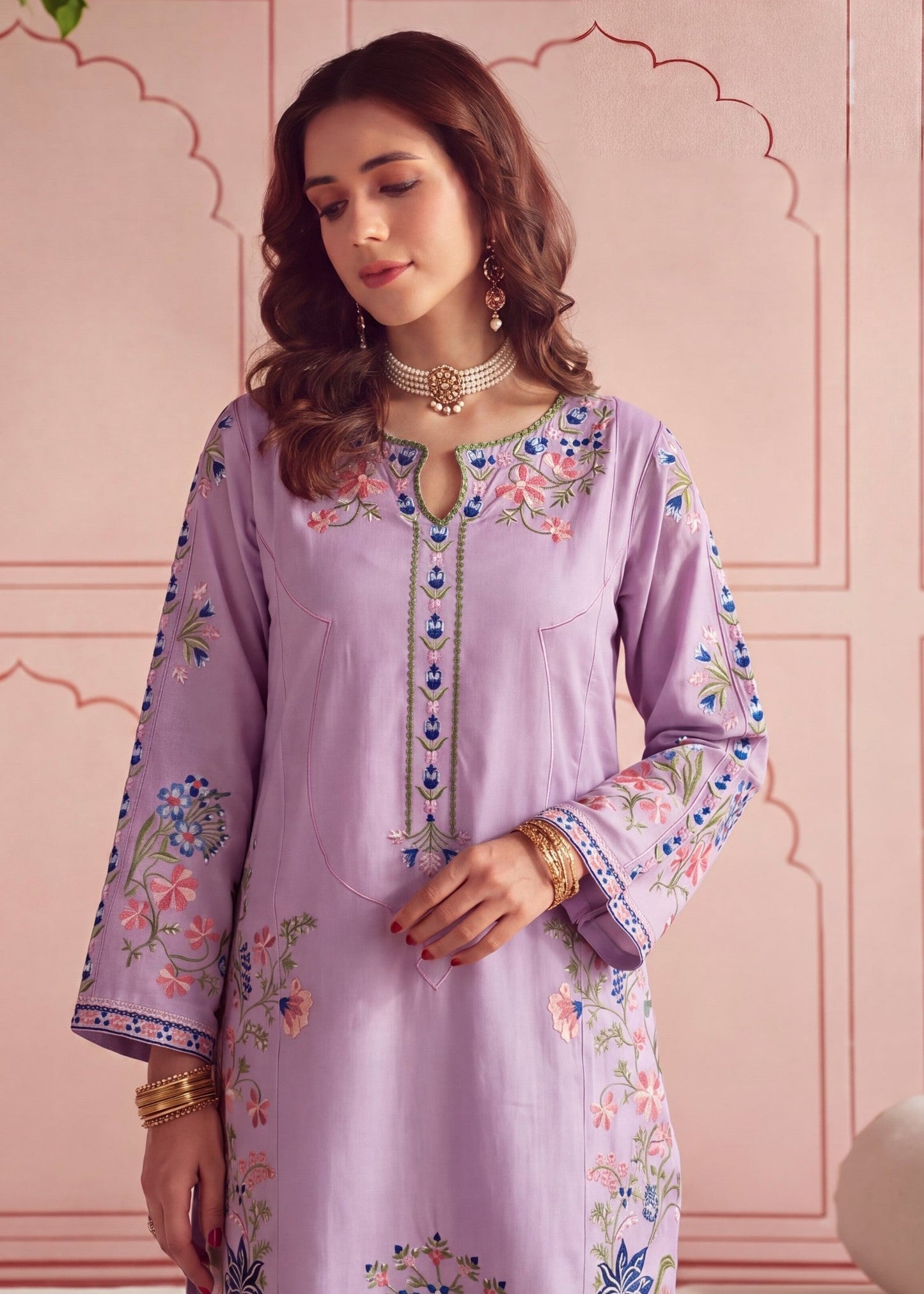 Ladies Embroidered Lilac Shalwar Kameez Online in UK USA Canada