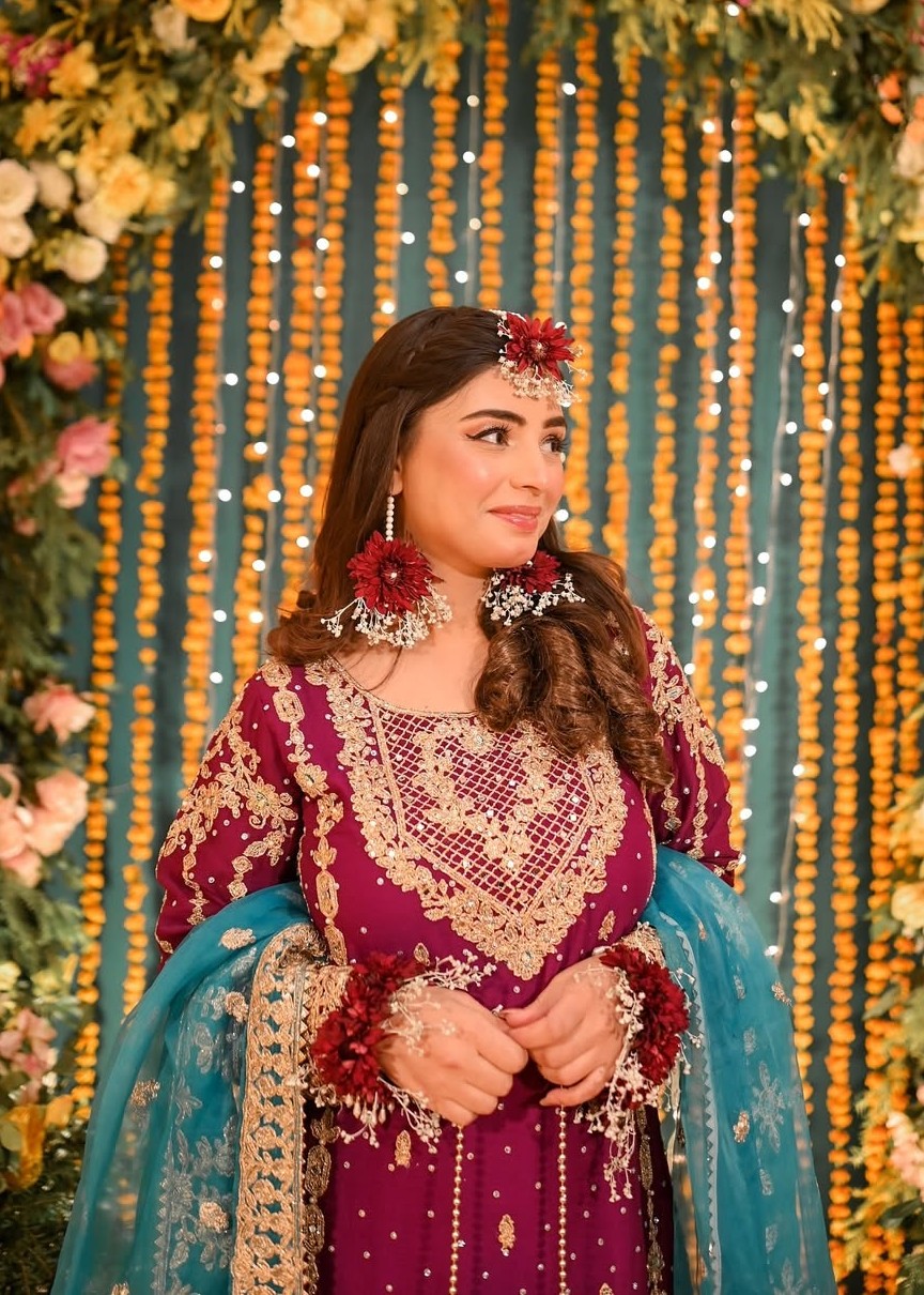 Ladies Embroidered Magenta Gharara Suit Online in UK USA Canada