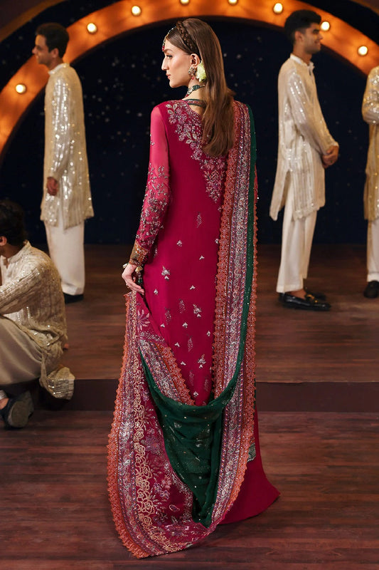 Ladies Embroidered Magenta Pure Chiffon Shalwar Kameez Online in UK USA Canada