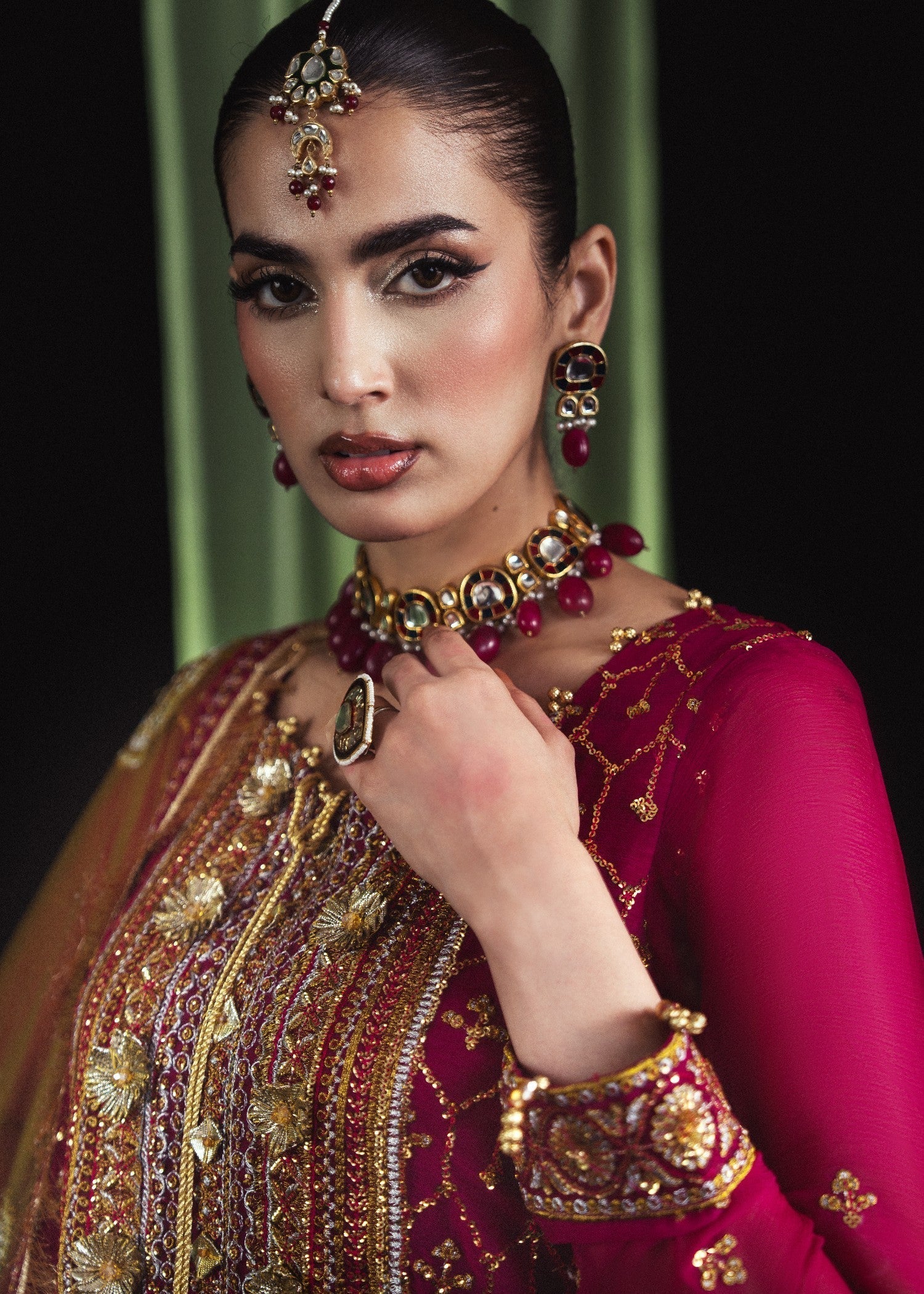Ladies Embroidered Magenta Sharara Suit Online in UK USA Canada
