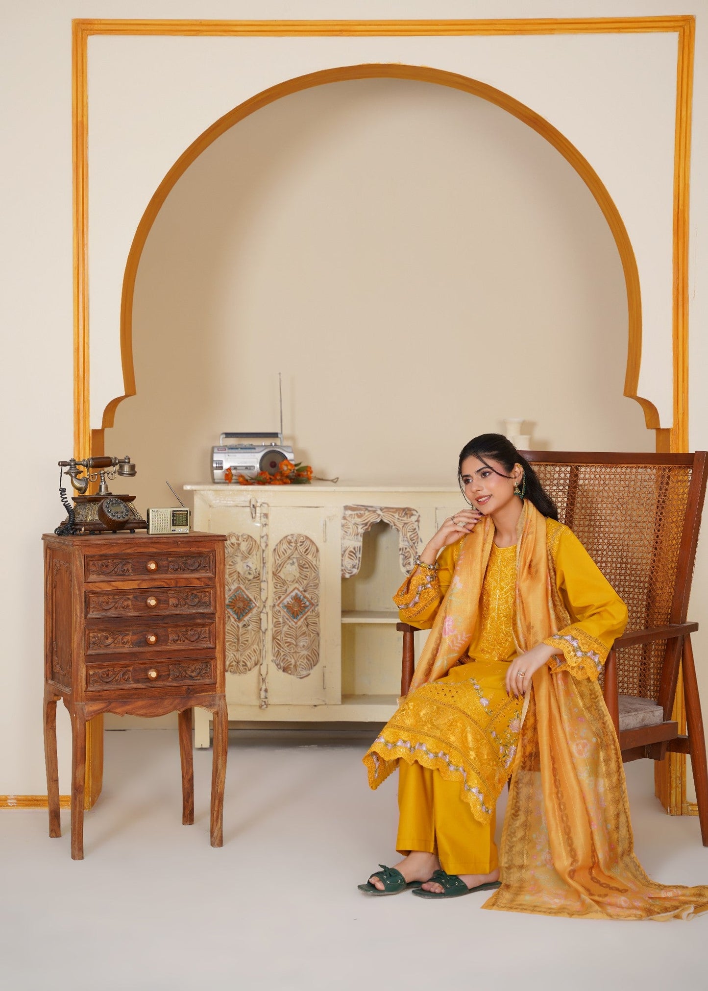 Ladies Embroidered Mari Gold Shalwar Kameez Online in UK USA Canada