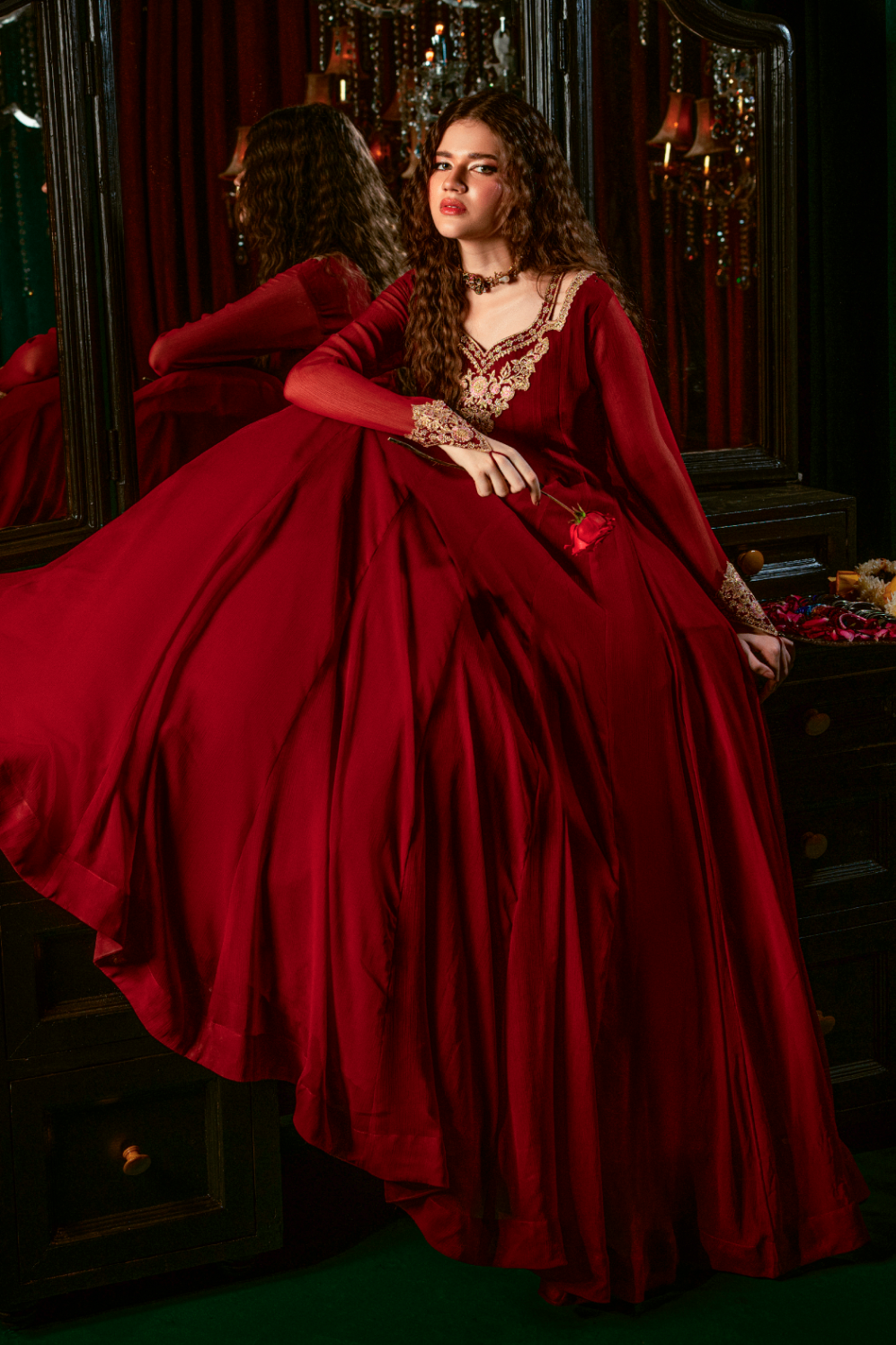 Ladies Embroidered Maroon Chiffon Shalwar Kameez Online in UK USA Canada