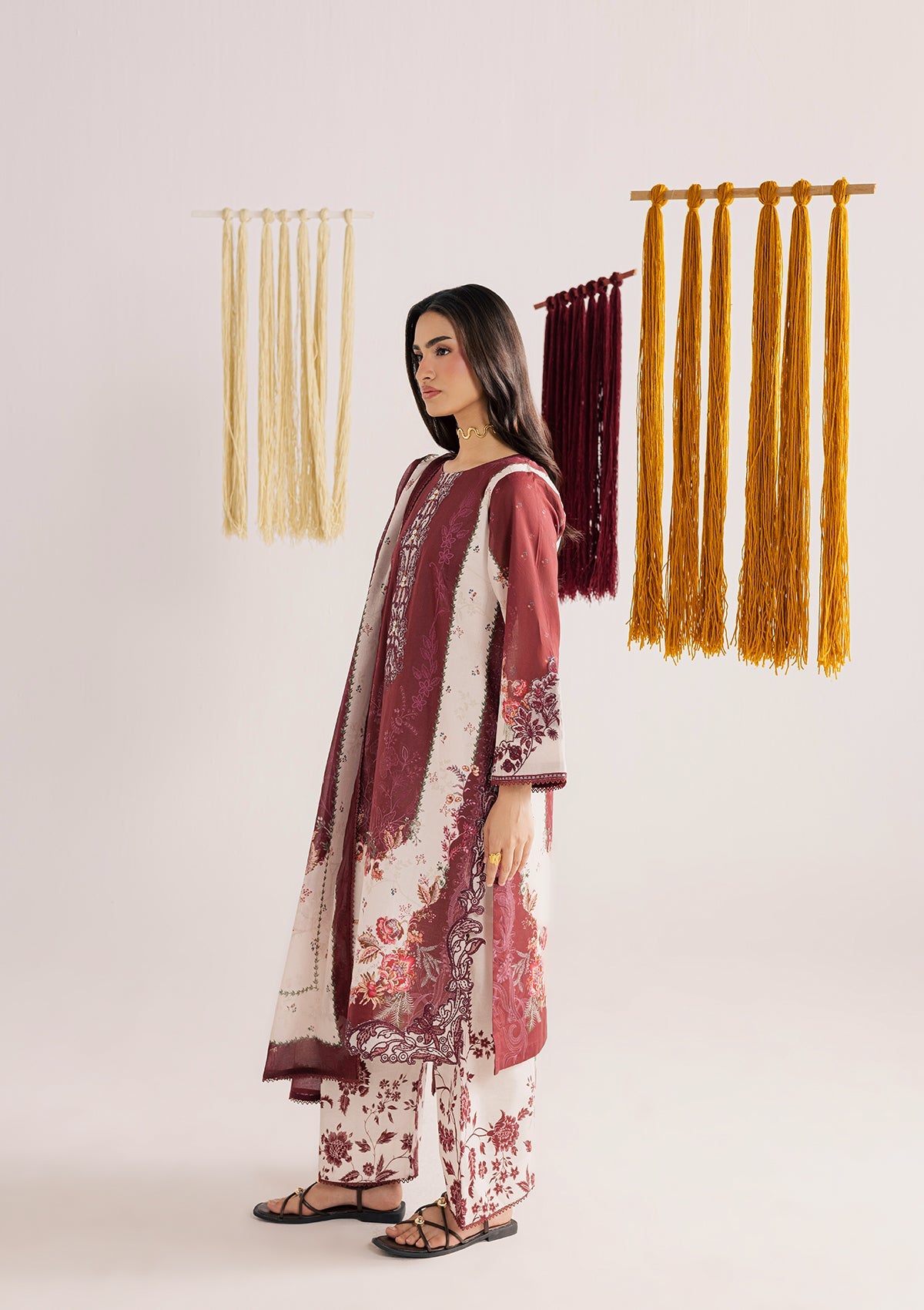 Ladies Embroidered Maroon Kurta Pajama Online in UK USA Canada