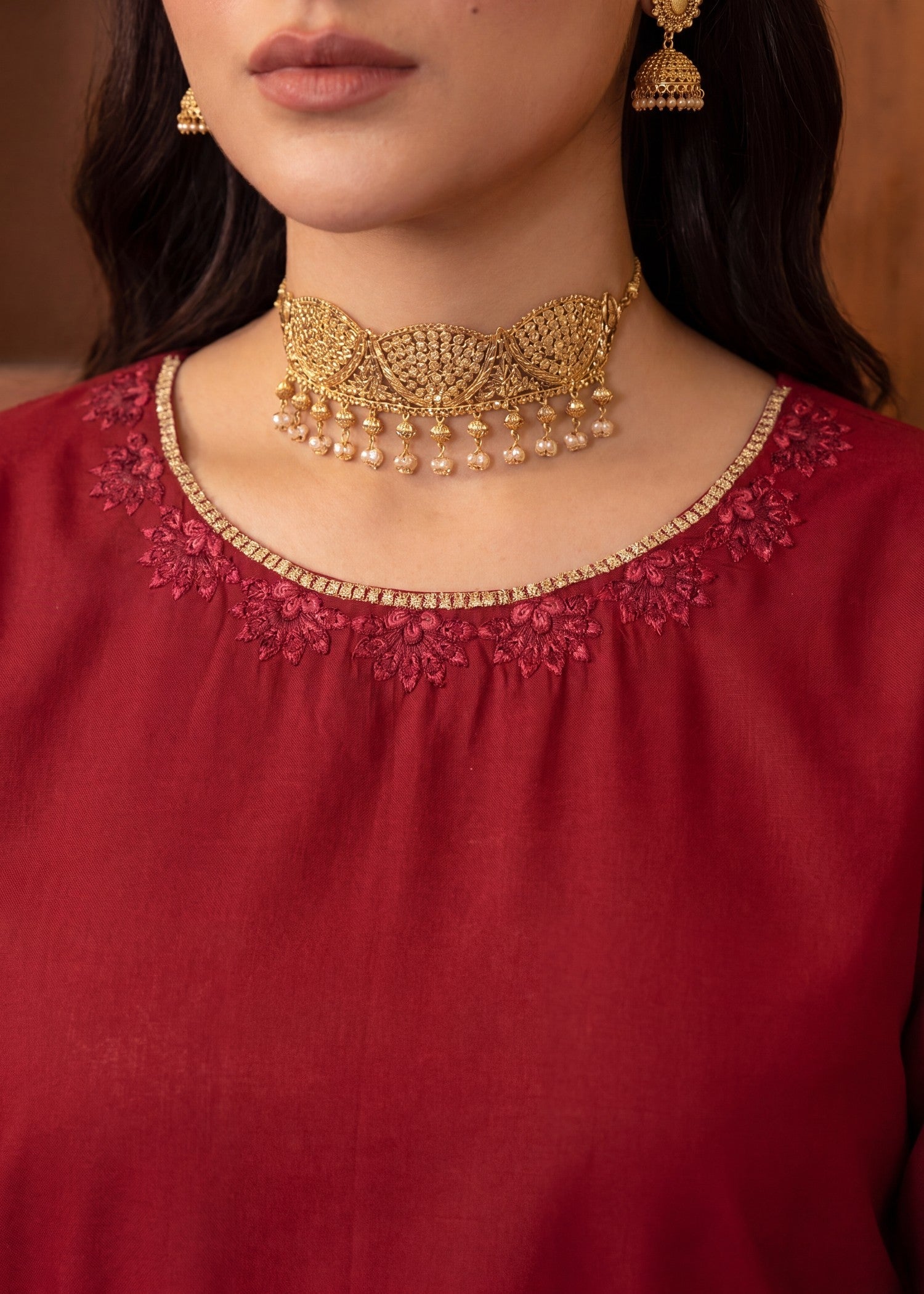 Ladies Embroidered Maroon Lawn Salwar Kameez Online in UK USA Canada