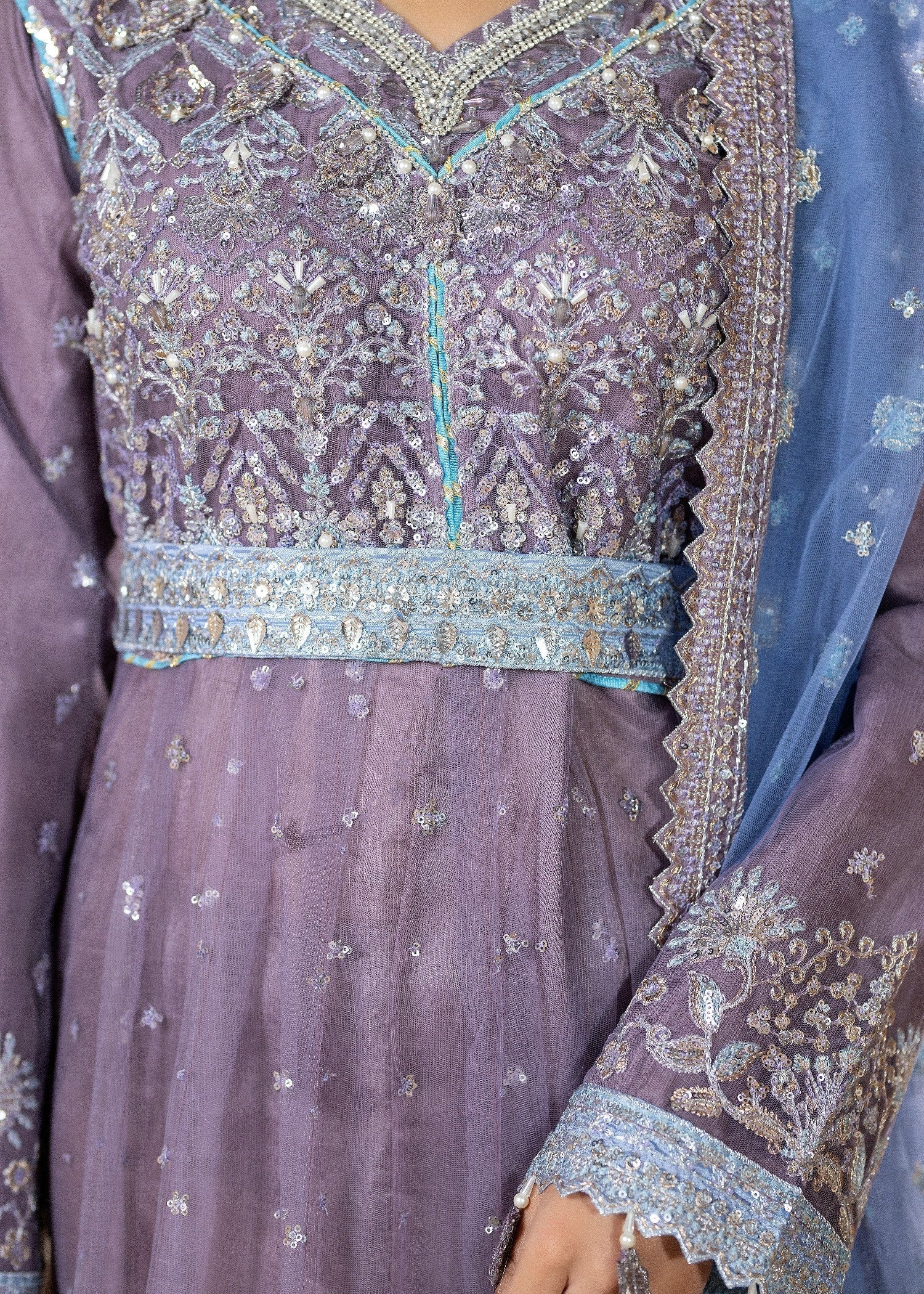 Ladies Embroidered Mauve Net Shalwar Kameez Online in UK USA Canada