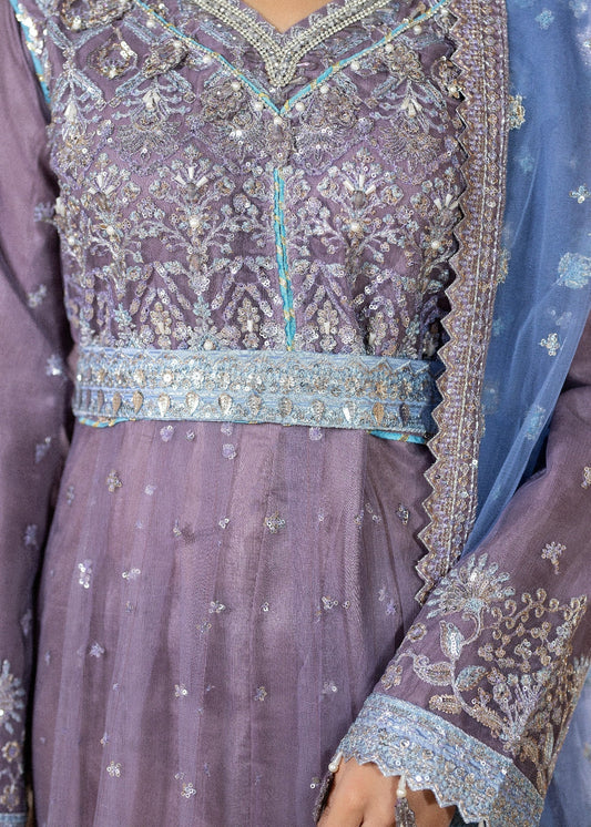 Ladies Embroidered Mauve Net Shalwar Kameez Online in UK USA Canada