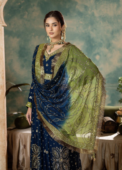 Ladies Embroidered Midnight Blue Shalwar Kameez Online in UK USA Canada