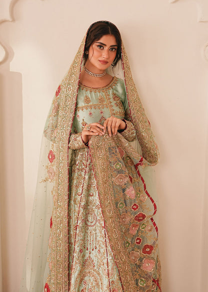 Ladies Embroidered Mint Green Anarkali Suit Online in UK USA Canada