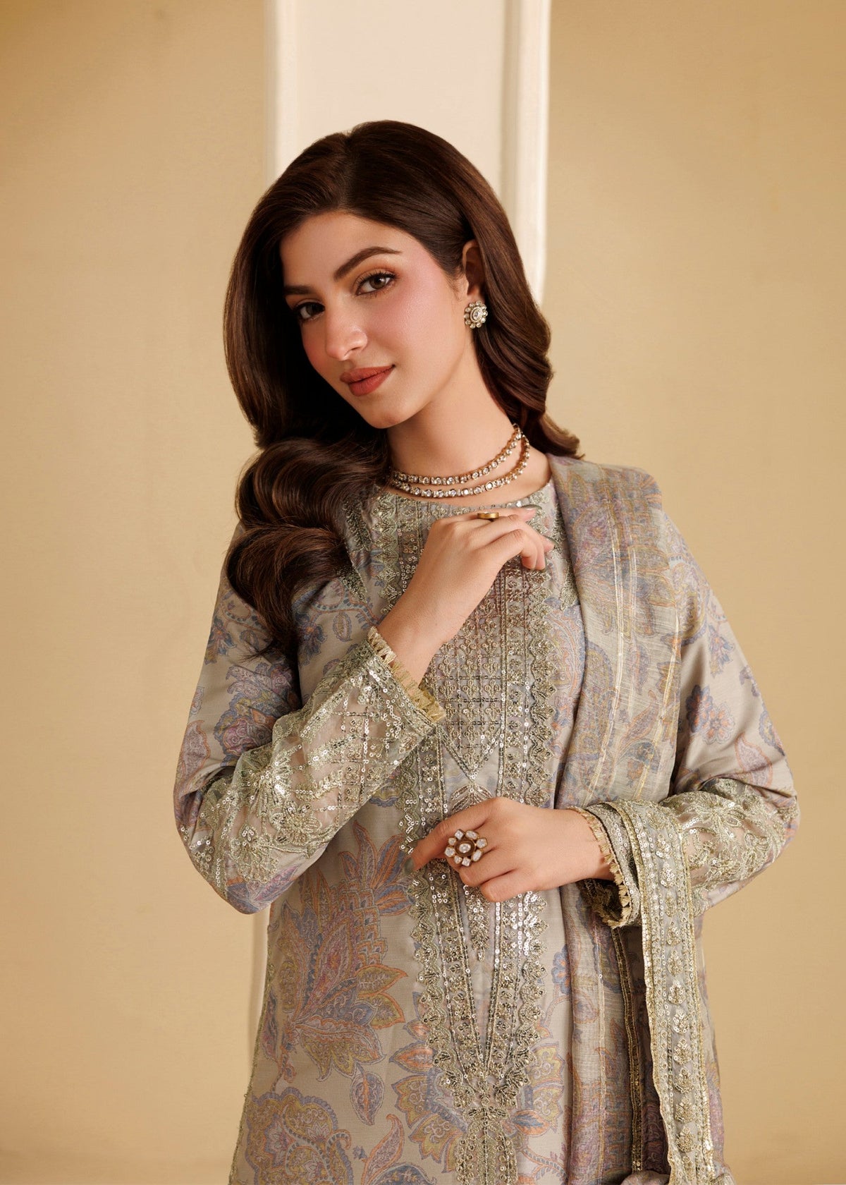 Ladies Embroidered Mint Green Blended Khaddar Shalwar Kameez Online in UK USA Canada