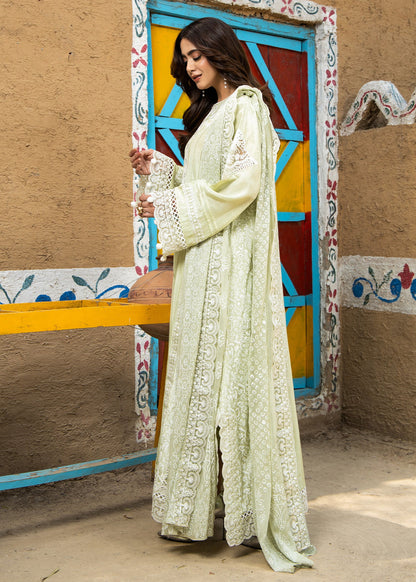 Ladies Embroidered Mint Green Chiffon Dupatta Suit Online in UK USA Canada
