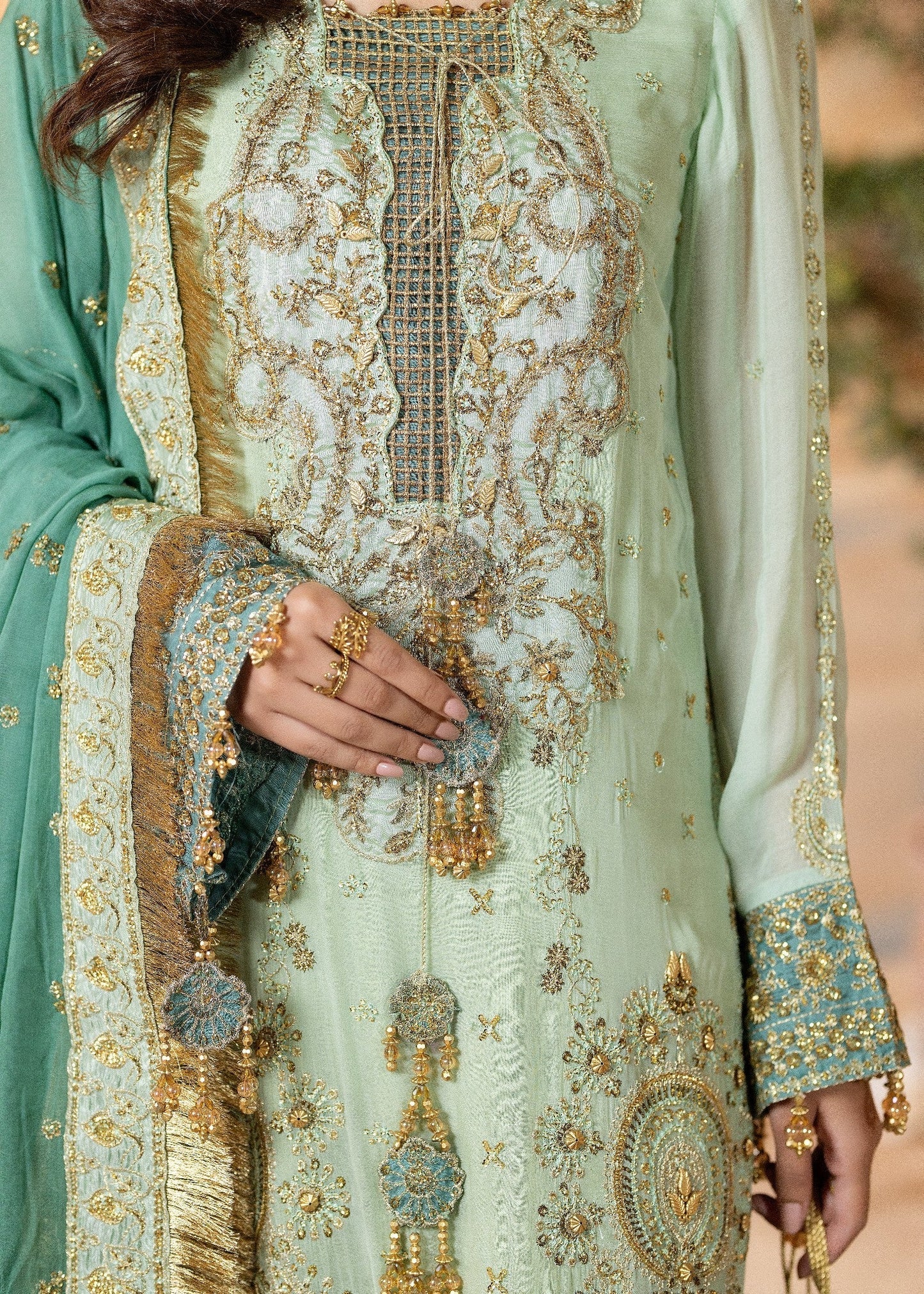 Ladies Embroidered Mint Green Chiffon Shalwar Kameez Online in UK USA Canada