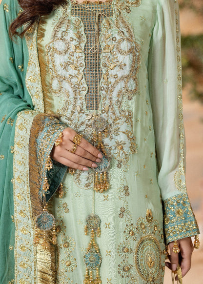 Ladies Embroidered Mint Green Chiffon Shalwar Kameez Online in UK USA Canada
