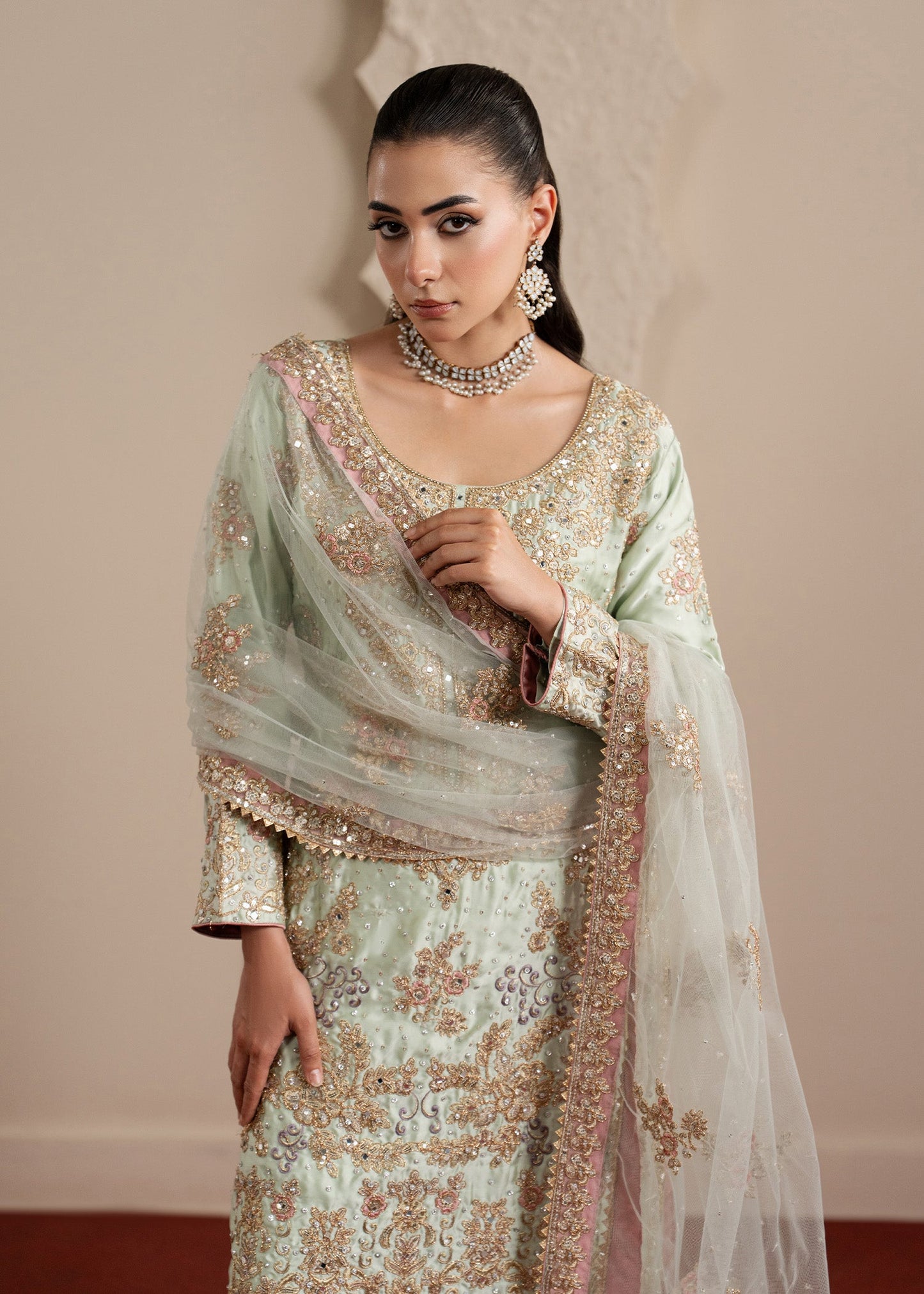 Ladies Embroidered Mint Green Shalwar Kameez Online in UK USA Canada