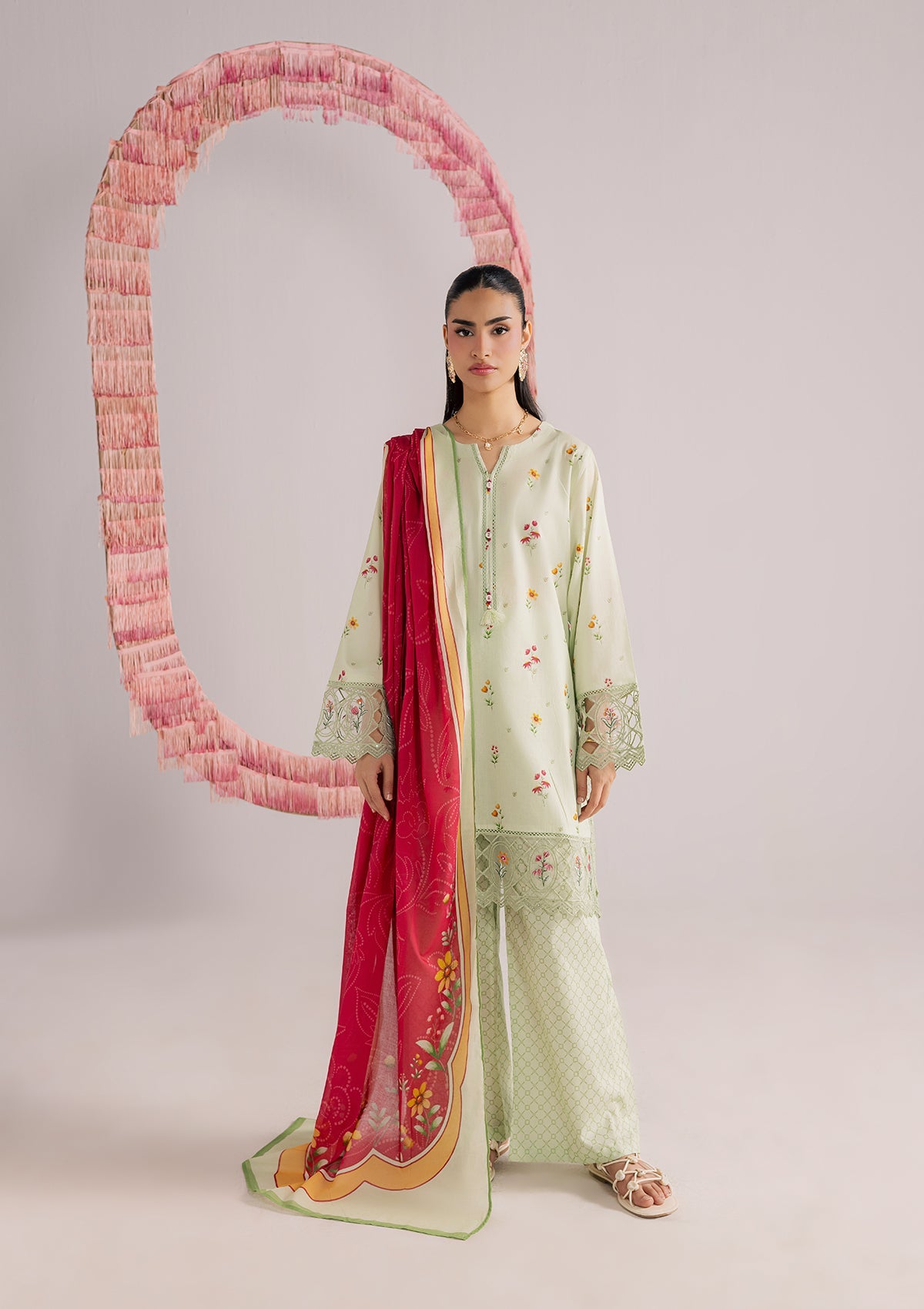 Ladies Embroidered Mint Green Straight Kurta Suit Online in UK USA Canada