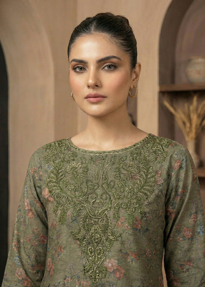 Ladies Embroidered Moss Green Shalwar Kameez Online in UK USA Canada